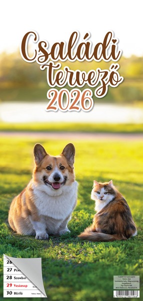 Családi tervező, tűzött T-Calendar "Kutya-Cica"
