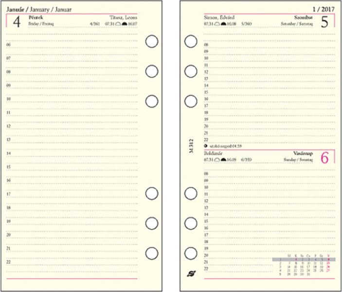 Kalendárium betét, napi tervező Saturnus "M" chamois