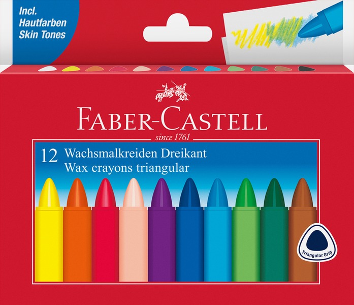 Zsírkréta, háromszögletű Faber-Castell 12 szín