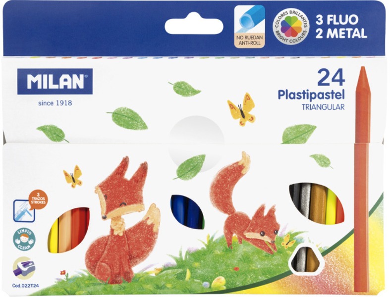 Zsírkréta, háromszögletű Milan 24 szín