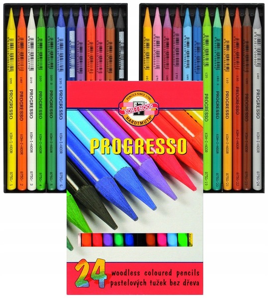Színesceruza készlet, famentes Koh-i-Noor "Progresso" 24 szín