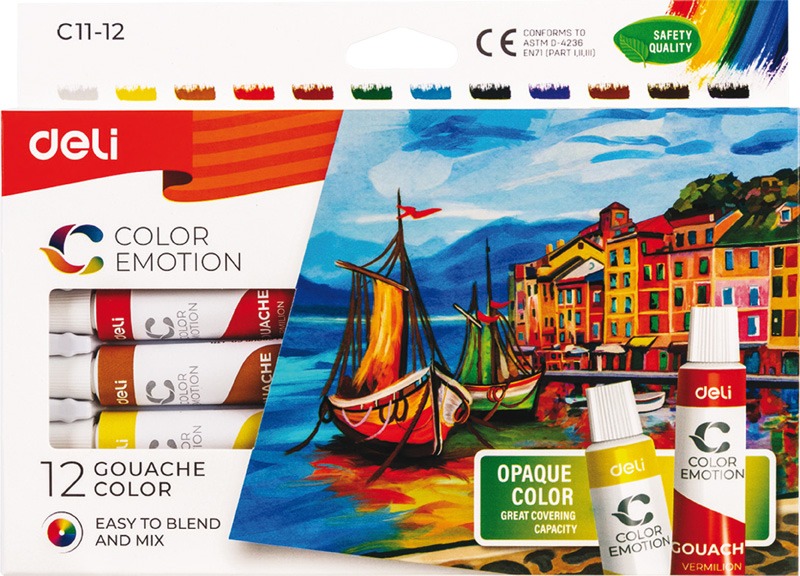 Tempera készlet 12 ml Deli 12 szín