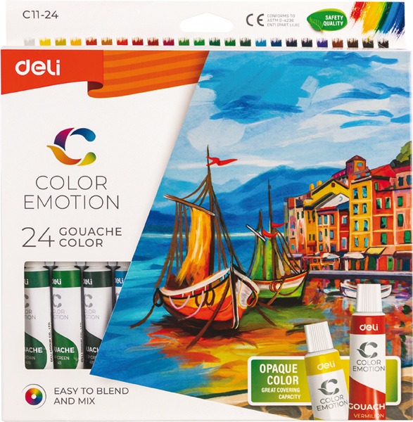Tempera készlet 12 ml Deli 24 szín