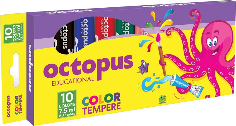 Tempera készlet 7,5 ml Octopus 10 szín