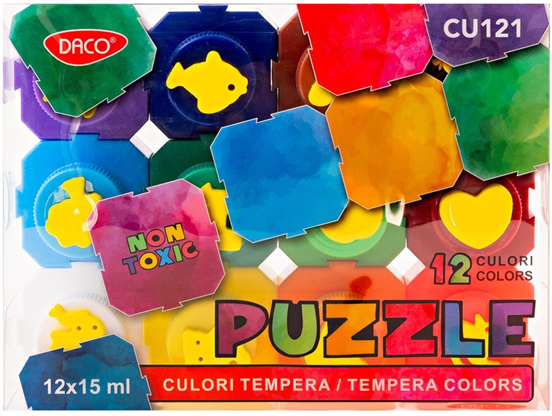 Tempera készlet 15 ml Daco "Puzzle" 12 szín