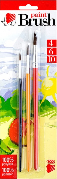 Ecsetkészlet 3 db (4, 6, 10) festett fa ICO Süni