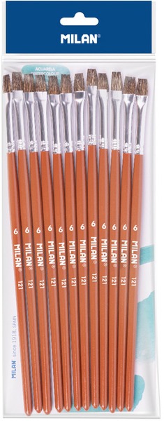 Ecset 6-os lapos, póniszőr 12 db/csomag  Milan 121