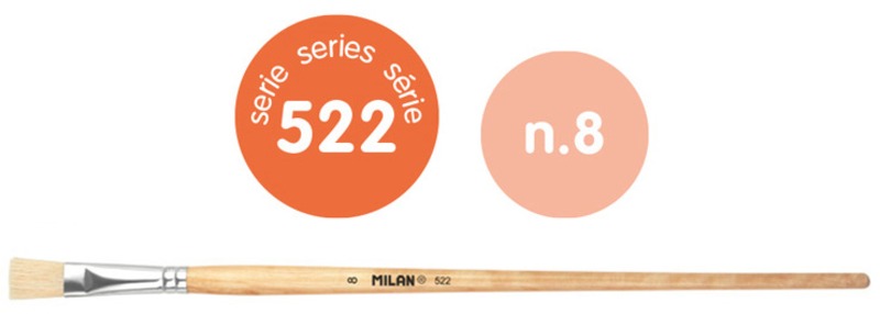Ecset 8-as, lapos sertéssörte 6 db/csomag Milan 522