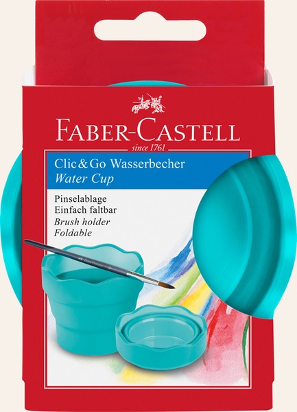 Ecsettál Faber-Castell "Click&Go" türkiz