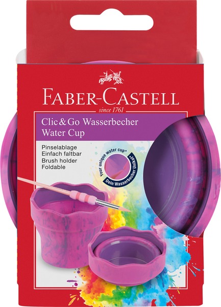 Ecsettál Faber-Castell "Click&Go" márvány rózsaszín