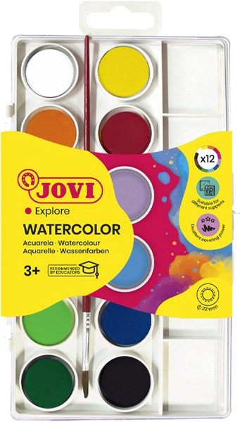 Vízfesték 22 mm ajándék ecset Jovi 12 szín