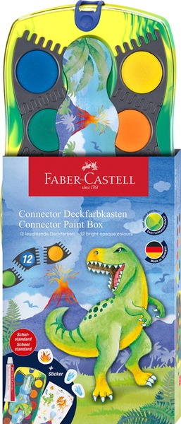 Vízfesték 30 mm Faber-Castell "Dinosaur" 12 szín