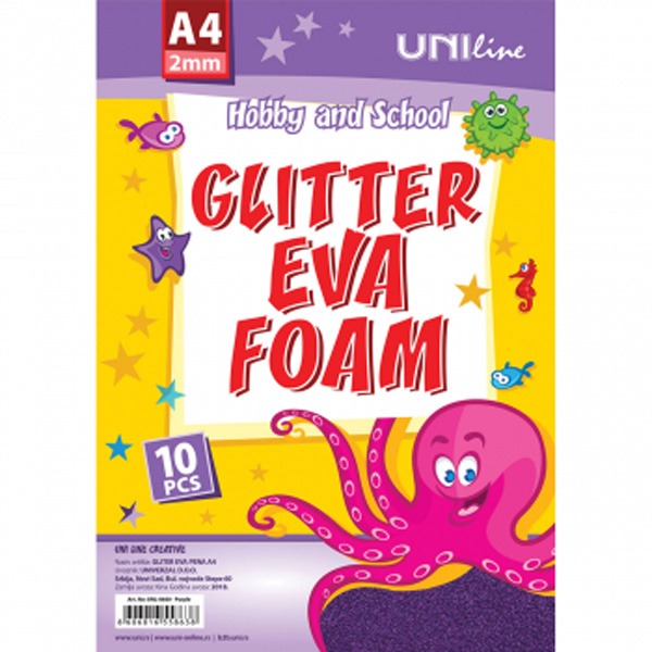 Dekorgumi A/4 csillámos 10 db/csomag Octopus lila