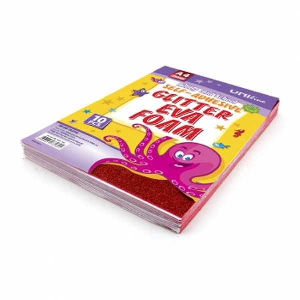Dekorgumi A/4 öntapadós, csillámos 10 db/csomag Octopus piros