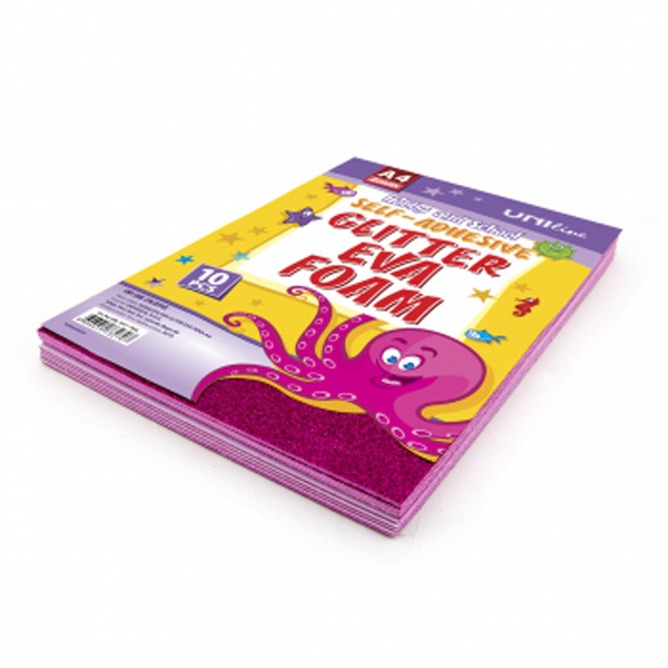 Dekorgumi A/4 öntapadós, csillámos 10 db/csomag Octopus pink