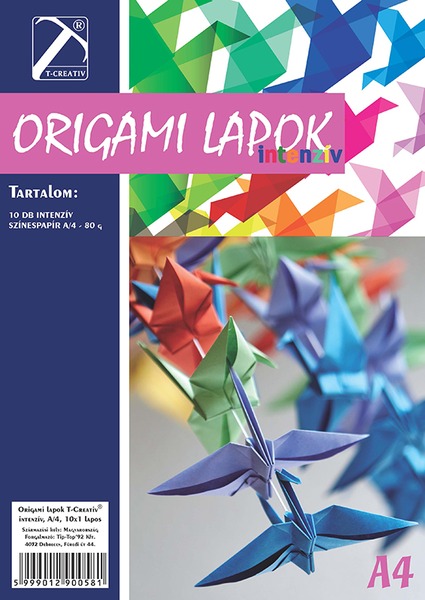Origami papír A/4 T-Creativ 10 intenzív szín