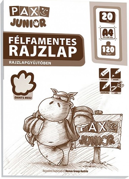 Rajzlap A/4 félfamentes, 120 g, 20 ív/csomag Pax "Junior"
