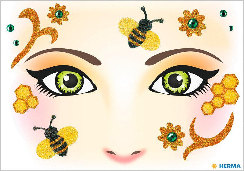 Matrica arc tetoválás Herma "Face Art" Honey Bee