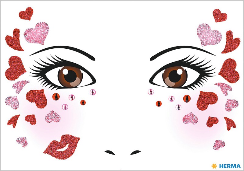 Matrica arc tetoválás Herma "Face Art" Love