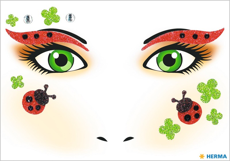 Matrica arc tetoválás Herma "Face Art" Ladybug