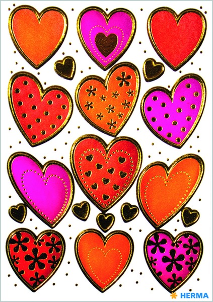 Matrica, metál Herma "Decor" Hearts arany