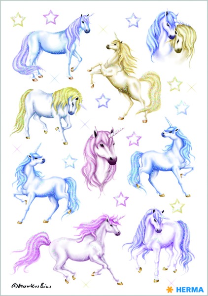 Matrica, glitteres Herma "Decor" Unicorn
