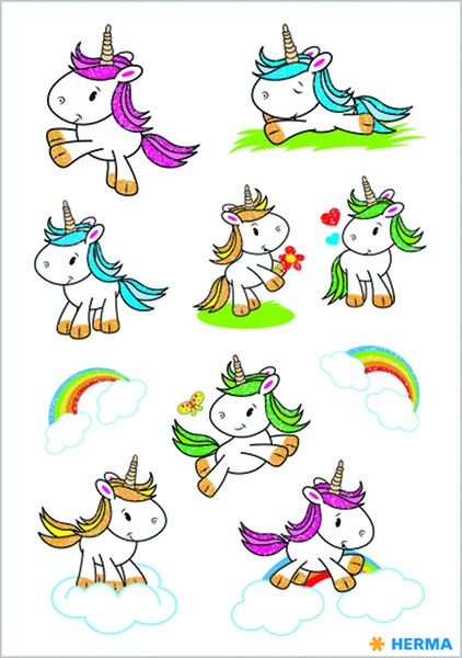 Matrica, glitteres Herma "Decor" Baby Unicorn
