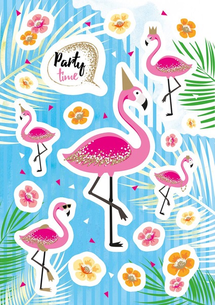 Matrica, glitteres Herma "Magic" Flamingo Party Time