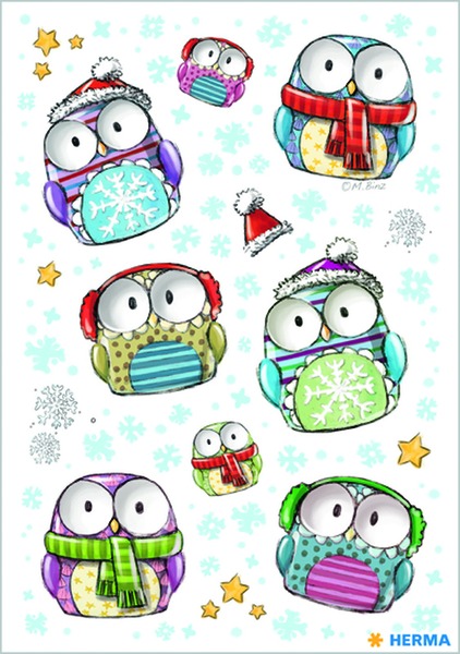 Matrica, mozgó szemes Herma "Magic" Winter Owls