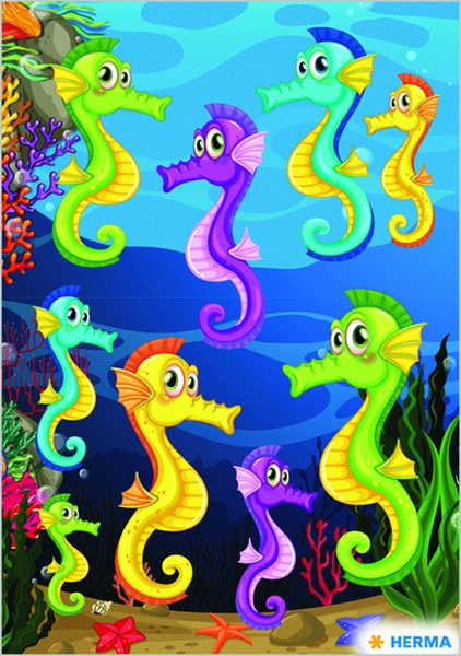 Matrica, sötétben világító Herma "Magic" Seahorse