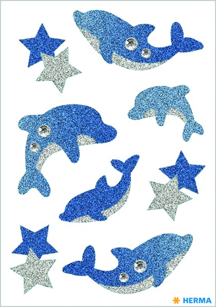 Matrica, glitteres Herma "Magic" Dolphins