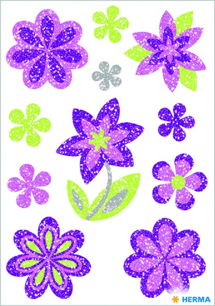 Matrica, glitteres Herma "Magic" Flowers