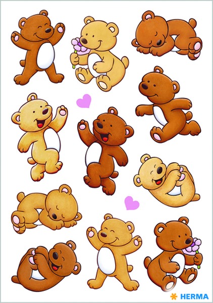 Matrica, szivacsos Herma "Magic" Bears with Hearts