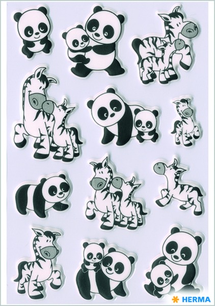 Matrica, szivacsos Herma "Magic" Panda and Zebra Families