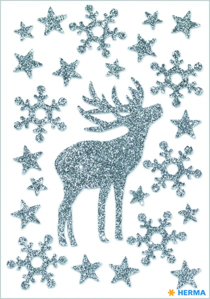 Matrica, karácsonyi, glitteres Herma "Magic" Deer