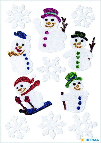 Matrica, karácsonyi, glitteres Herma "Magic" Snowmen