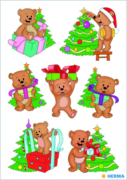Matrica, karácsonyi Herma "Decor" Christmas Bears