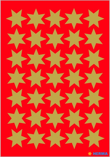 Matrica, karácsonyi Herma "Decor" Gold Stars arany
