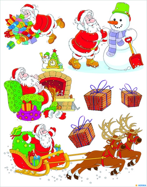 Matrica, karácsonyi Herma "Window Sticker" Merry Santa Claus