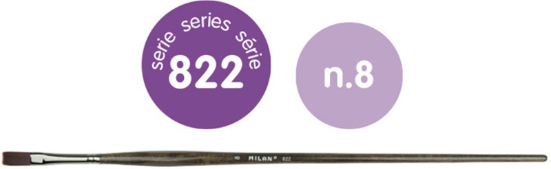 Ecset 8-as lapos, szintetikus 6 db/csomag Milan 822
