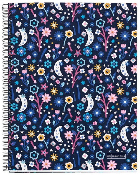 Spirálfüzet A/4 4x35 lapos, vonalas MQ "Night Garden"
