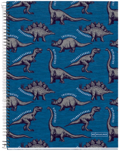 Spirálfüzet A/5 4x35 lapos, vonalas MQ "Dino"