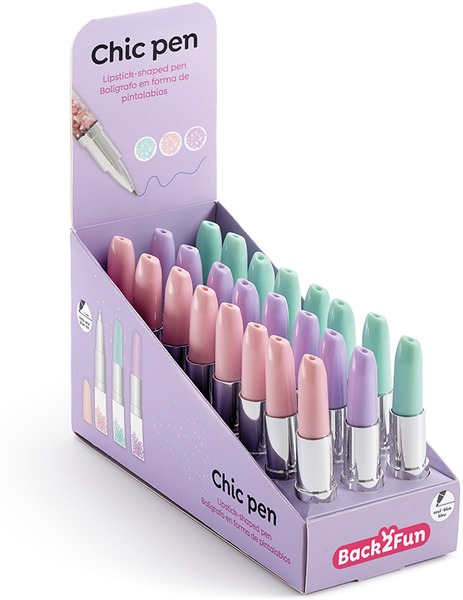 Golyóstoll display 24 db-os glitteres MQ "Chic Pen"