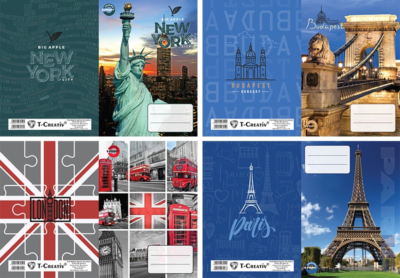 Füzetborító A/5 betétes 4x5 db/csomag T-Creativ "Cities"