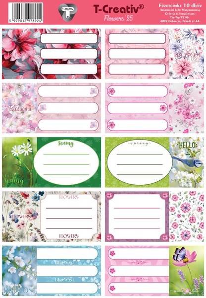 Füzetcímke 25 ív/csomag T-Creativ "Flowers"
