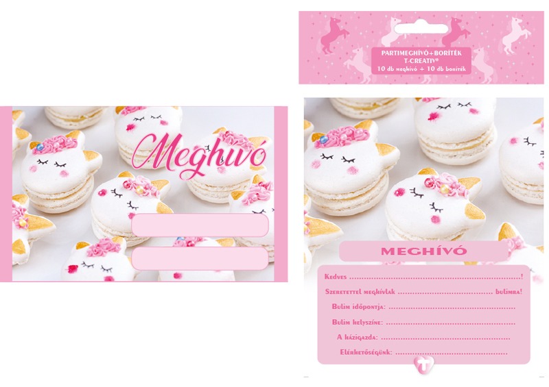 Parti meghívó, borítékos 10 db/csomag T-Creativ "Unikornis"