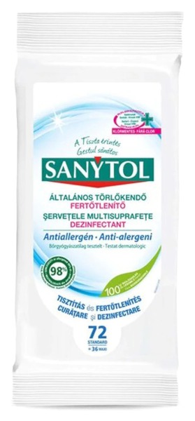 Fertőtlenítő kendő antiallergén, 36 db-os Sanytol