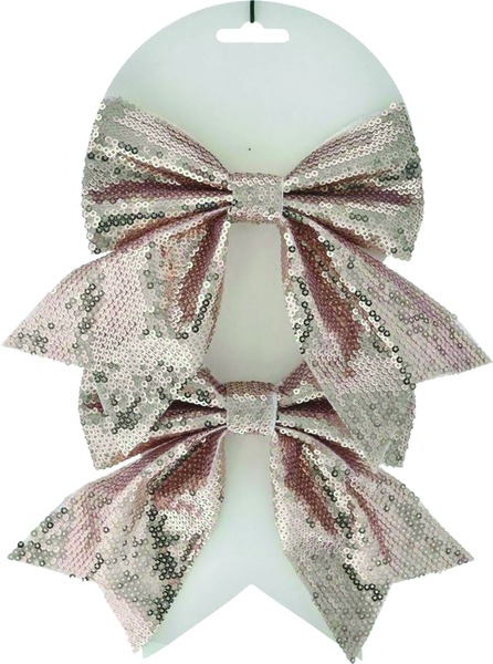 Dekorációs masni, flitteres 14x14 cm 2 db/csomag rosegold