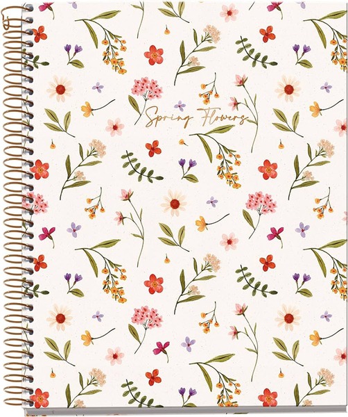 Spirálfüzet A/5 3x40 lapos, vonalas MQ "Spring Flowers" Cream
