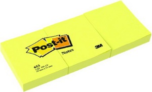 Öntapadó jegyzettömb 38x51 mm 100 lap Post-it sárga